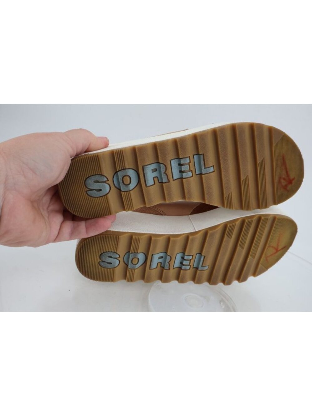 Sorel Womens Cameron Sandal Size 9.5 Brown Leather Slide Platform Chunky Wedge - Picture 11 of 13
